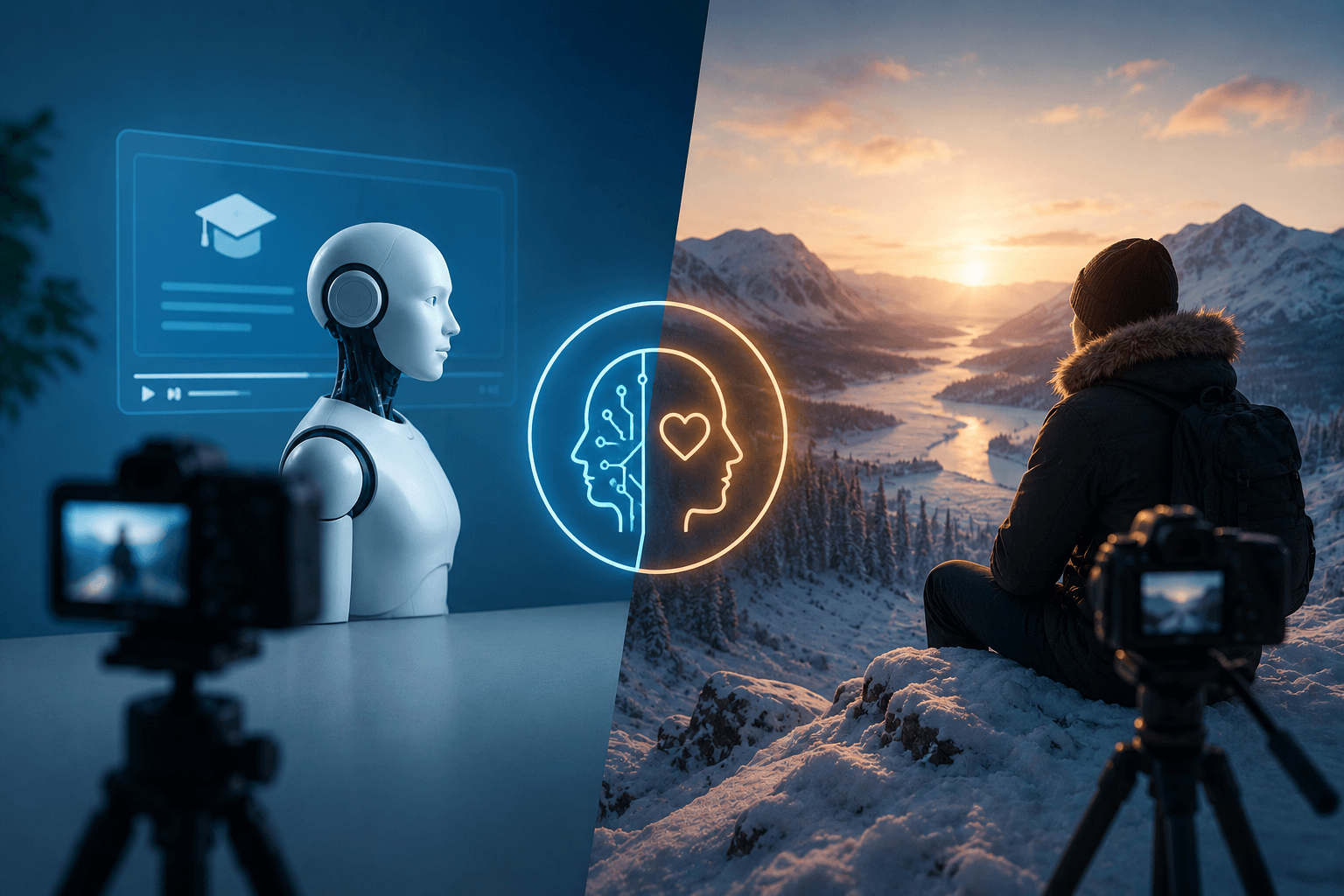 Robot and human in Siberia