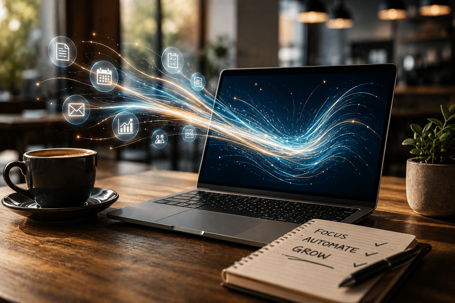 Laptop with electric rays emanating