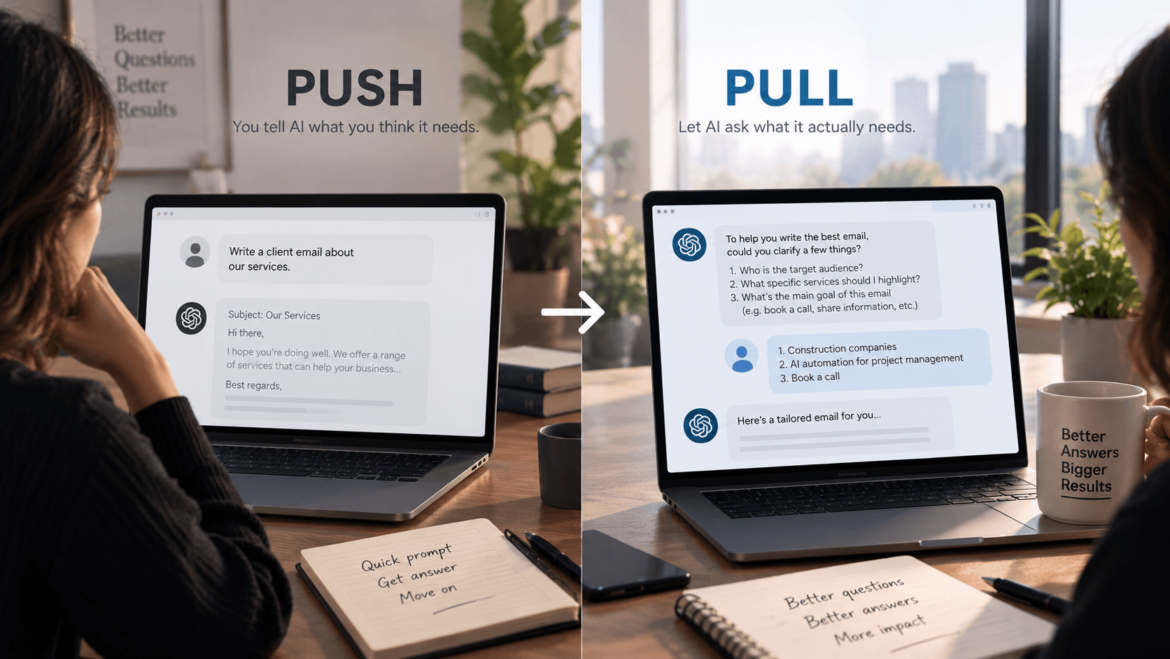 Push vs. Pull prompting
