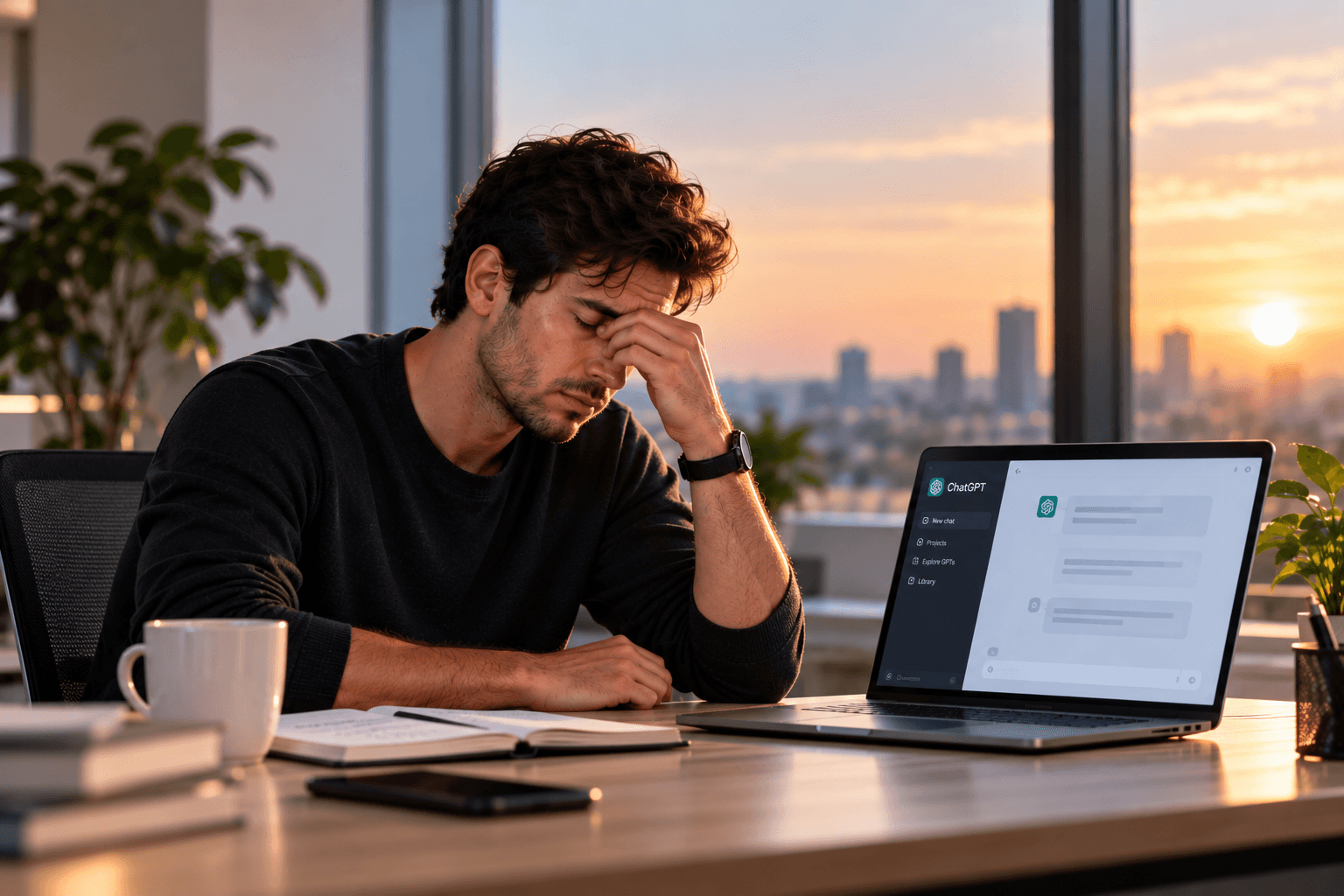 Sunset Strain at the AI Desk